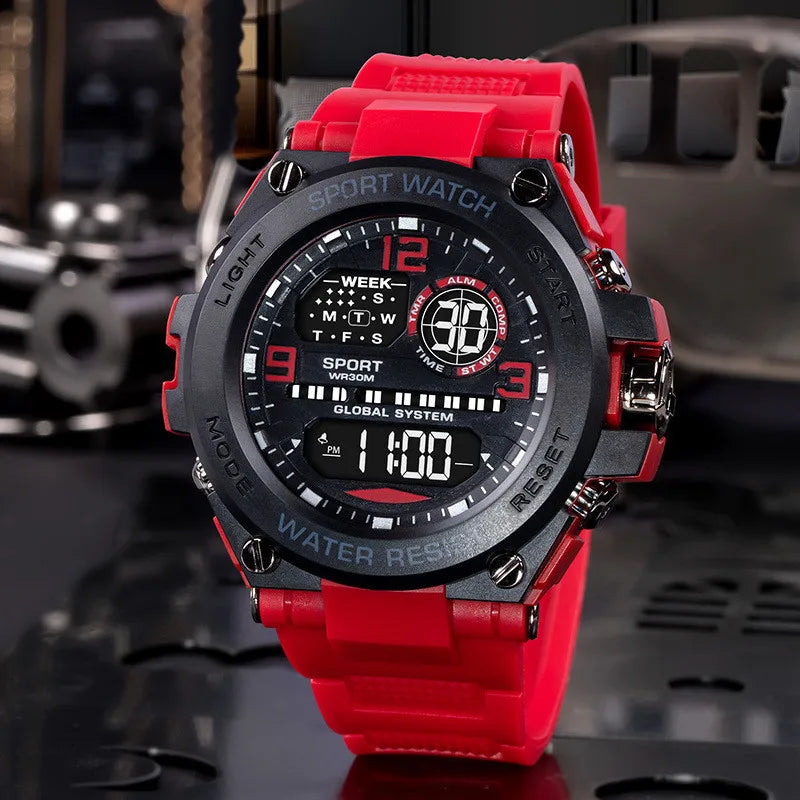 Men's Waterproof  Sports Watch Multifunction Electronic Watches Anti Drop and Shock-absorbing Wristwatches