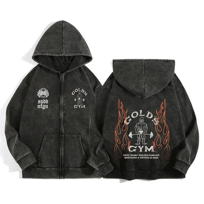 Darc Wolves Sport Zip Up Hoodies for Men Women Cotton Print Gothic Harajuku Jacket Hooded Sweatshirts Casual Manga Pullover