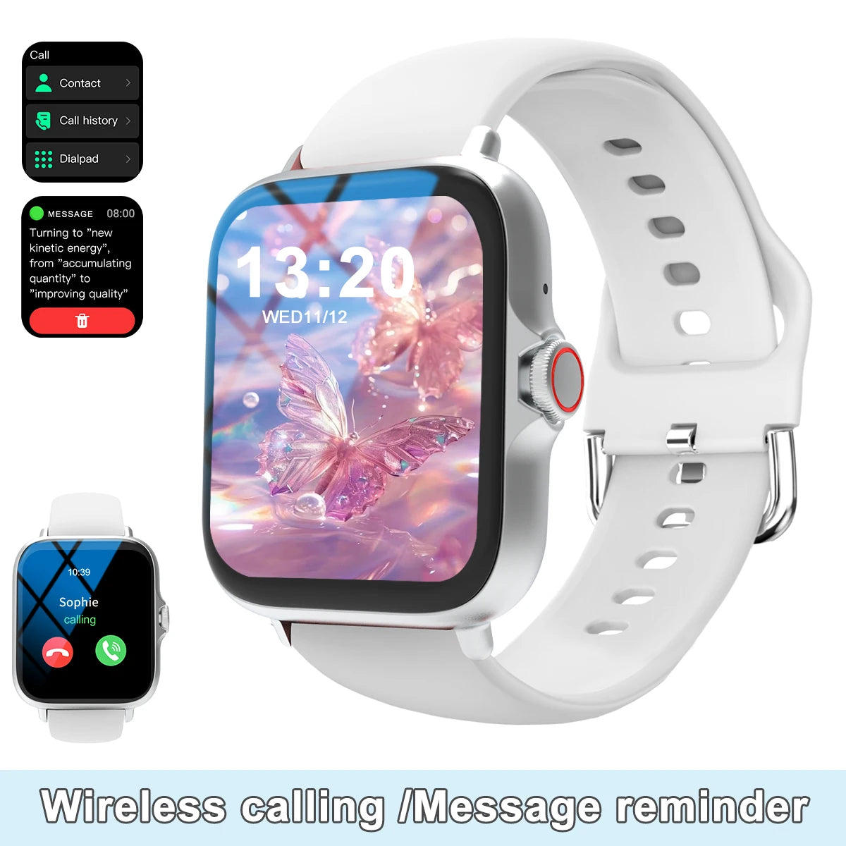 Smart watch with full touch screen, call, message reminder, music control and other functions, compatible with iPhone/android mo