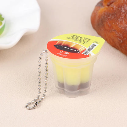 Novelty Pudding Pendant Food Play Reduce Pressure Keychain Fragrance Antistress Fidget Stress Relieving Backpack Decor Kids Toys