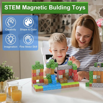 Magnetic Building Blocks Mine World Cube Magnet World Set for Kid Age 3+ DIY Model Children Stem Best Montessori Sensory Toy