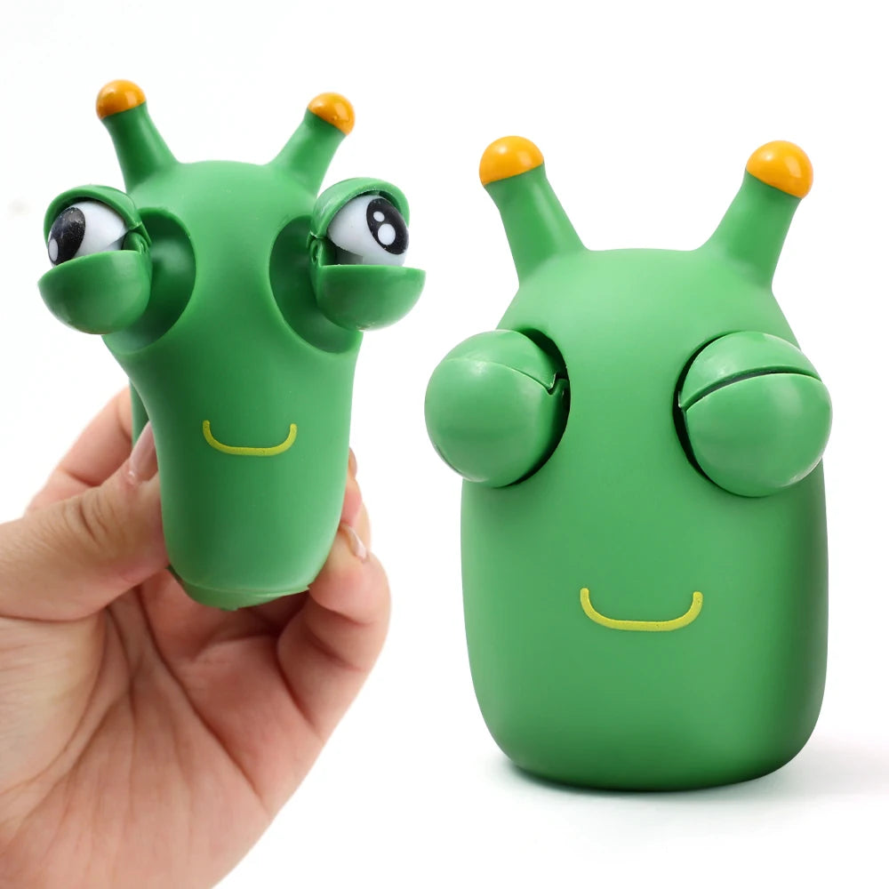 5/1Pcs Green Worm Squeeze Pinch Toy Novelty Eye Popping Squeeze Toys 3D Big Eyeball Bouncing Toy For Kids Adult Stress Relief