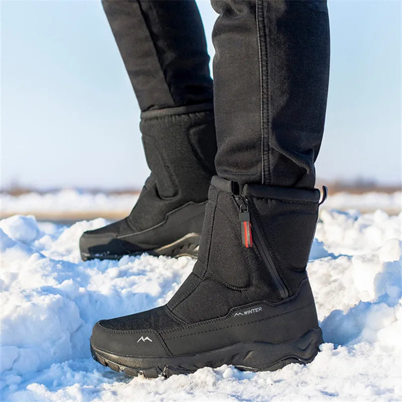 Large Size Winter Men's Boots Warm Plush Ankle Boots Sweat Wicking High-Top Warm Snow Boots Outdoor Sneakers Winter Men's Shoes