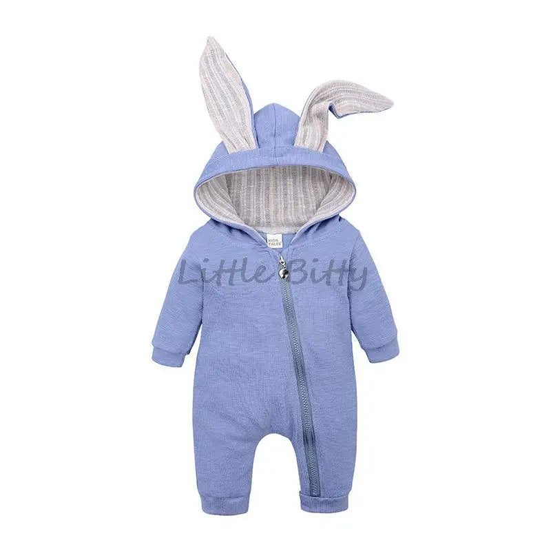 Spring Autumn Newborn Baby Boys Rabbit Cartoon Hooded Rompers Infant Jumpsuits Easter Bunny Baby Romper Zipper Newborn Clothes