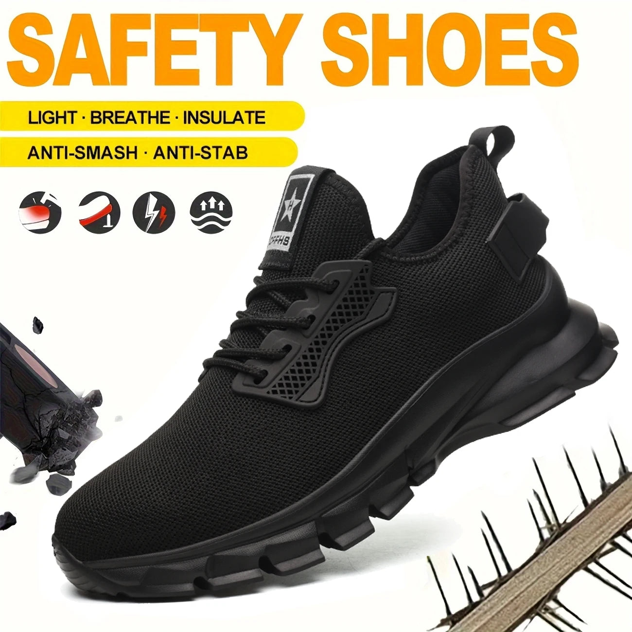 Soft-soled, comfortable, anti-smash, anti-puncture and breathable safety shoes