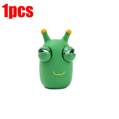 5/1Pcs Green Worm Squeeze Pinch Toy Novelty Eye Popping Squeeze Toys 3D Big Eyeball Bouncing Toy For Kids Adult Stress Relief