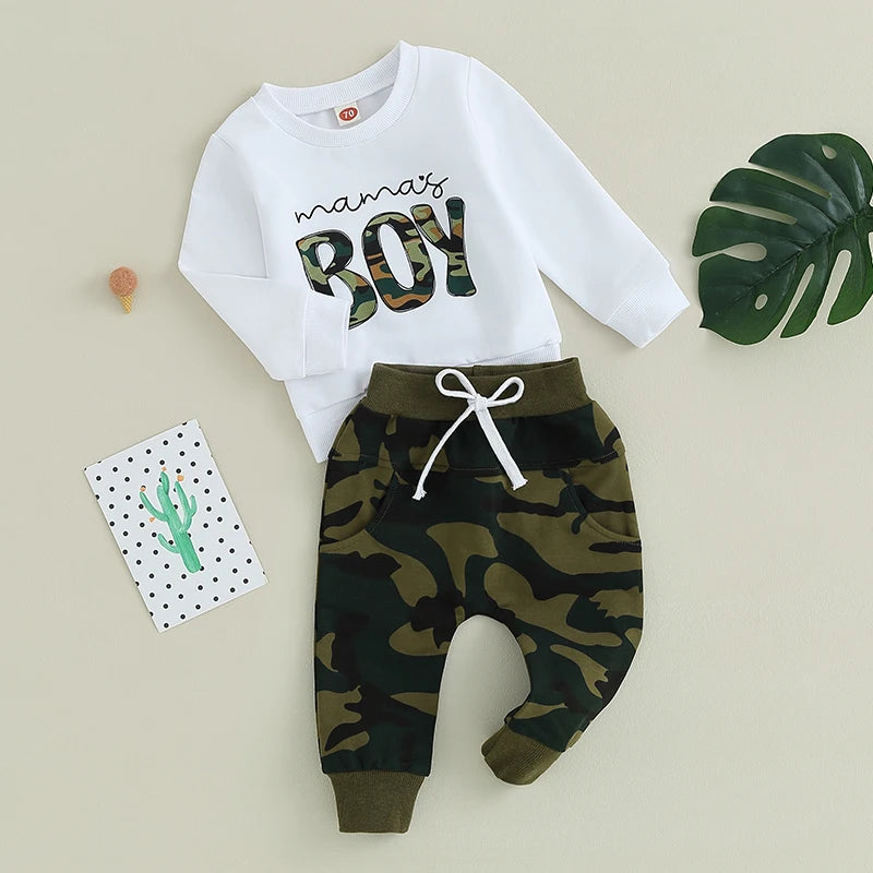 Toddler Boy Winter Outfits Warm Fleece Hoodie Jogger Pants Set Camouflage Letter Print Tracksuit Kids Clothing