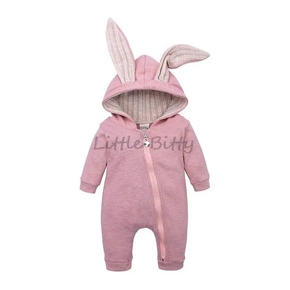 Spring Autumn Newborn Baby Boys Rabbit Cartoon Hooded Rompers Infant Jumpsuits Easter Bunny Baby Romper Zipper Newborn Clothes