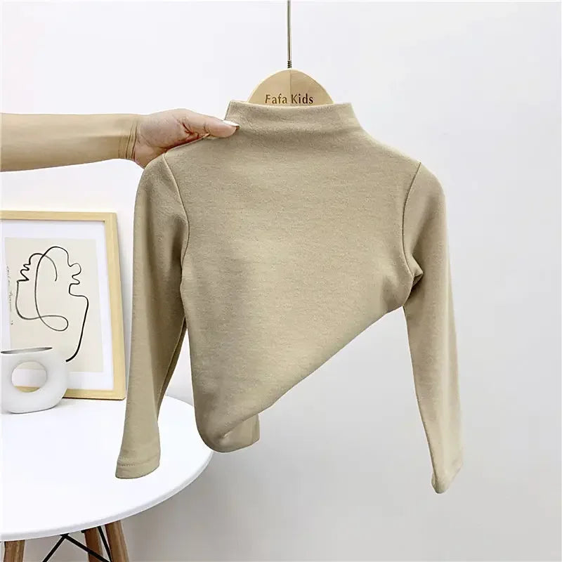 Autumn Winter Baby Boy Girl Baby Solid Long Sleeve Bottoming Shirt Children Turtleneck Casual Tshirt Kid Striped Top Clothes