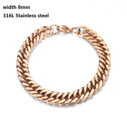 316L Stainless Steel Cuban Chain Bracelet for Men Women Figaro  Vintage Metal Viking Kpop Pulseras Emo Cute Luxury Jewelry Gift