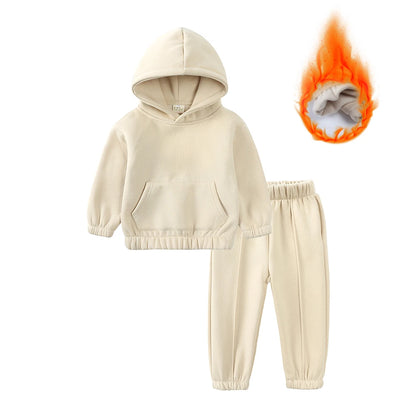 Hot Sale Winter Warm Fleece Toddler Baby Boys Clothing Set Tracksuit Hoodies Zipper Sweatshirts+Pants Clothes Kids Suit 2 Pcs