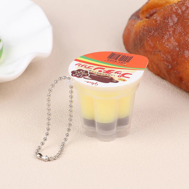 Novelty Pudding Pendant Food Play Reduce Pressure Keychain Fragrance Antistress Fidget Stress Relieving Backpack Decor Kids Toys