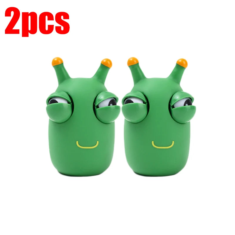 5/1Pcs Green Worm Squeeze Pinch Toy Novelty Eye Popping Squeeze Toys 3D Big Eyeball Bouncing Toy For Kids Adult Stress Relief