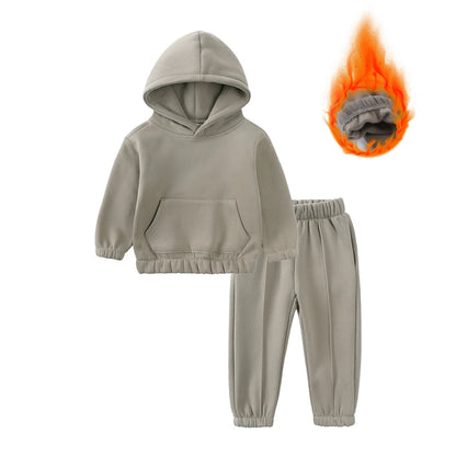 Hot Sale Winter Warm Fleece Toddler Baby Boys Clothing Set Tracksuit Hoodies Zipper Sweatshirts+Pants Clothes Kids Suit 2 Pcs