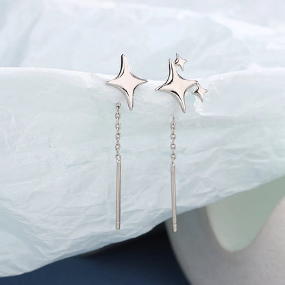 Ventfille 925 Sterling Silver Star Earring for Women Girl Simple Tassels Chain Fashion Office Jewelry Gift Dropshipping