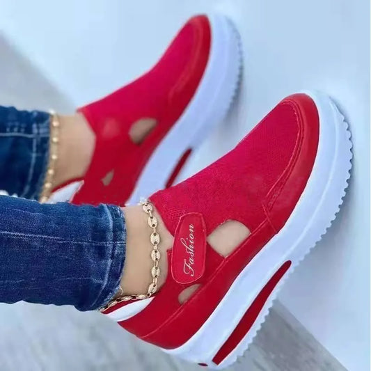 Women's Shoes 2023 Autumn New Breathable Mesh Shoes Wedge Casual Sports Shoes 43 Size Non Slip Women's Vulcanized Single Shoes