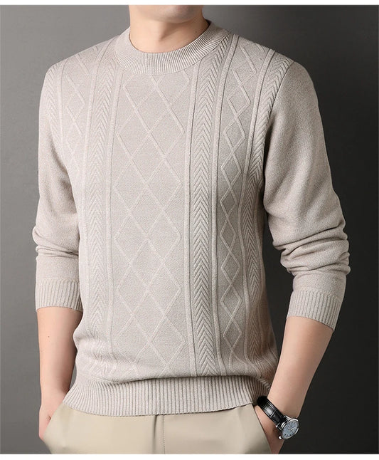 Man Solid Color 2024 New Autumn Winter Warm Fashion Sweater Casual And Comfortable Soft Sweater