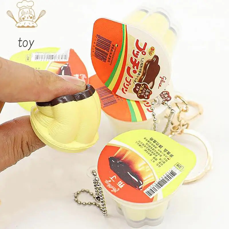 Novelty Pudding Pendant Food Play Reduce Pressure Keychain Fragrance Antistress Fidget Stress Relieving Backpack Decor Kids Toys