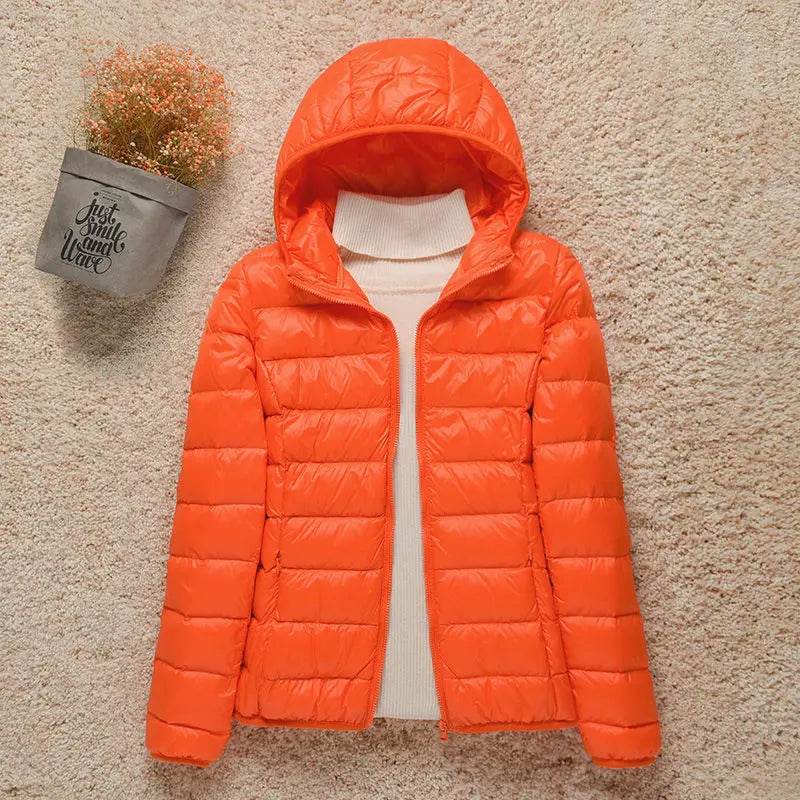 2023 New Fashion Female Cold Jacket Women Winter Light White Duck Down Jacket Slim Puffer Jacket Portable Windproof Down Coat