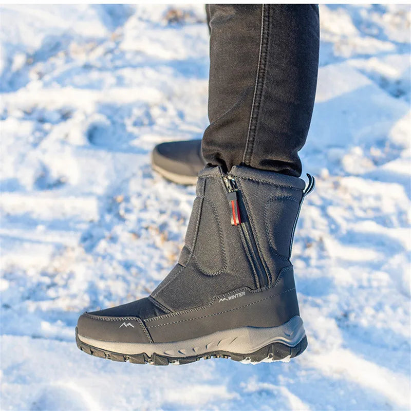 Large Size Winter Men's Boots Warm Plush Ankle Boots Sweat Wicking High-Top Warm Snow Boots Outdoor Sneakers Winter Men's Shoes