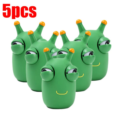 5/1Pcs Green Worm Squeeze Pinch Toy Novelty Eye Popping Squeeze Toys 3D Big Eyeball Bouncing Toy For Kids Adult Stress Relief