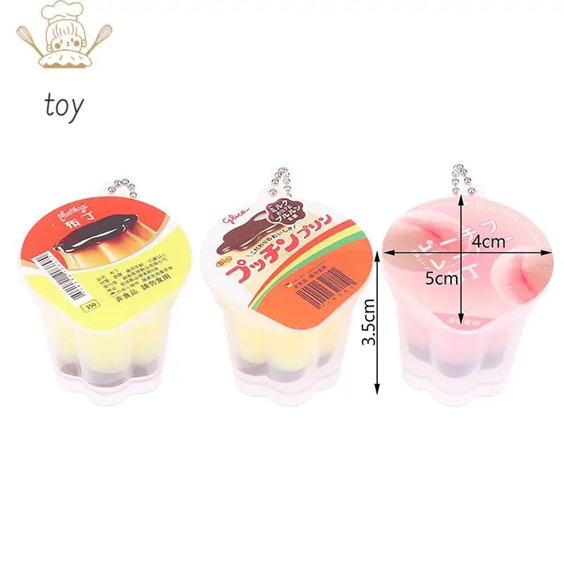 Novelty Pudding Pendant Food Play Reduce Pressure Keychain Fragrance Antistress Fidget Stress Relieving Backpack Decor Kids Toys