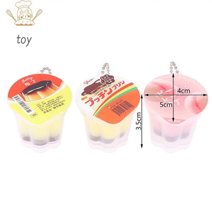 Novelty Pudding Pendant Food Play Reduce Pressure Keychain Fragrance Antistress Fidget Stress Relieving Backpack Decor Kids Toys