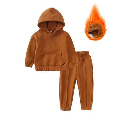 Hot Sale Winter Warm Fleece Toddler Baby Boys Clothing Set Tracksuit Hoodies Zipper Sweatshirts+Pants Clothes Kids Suit 2 Pcs