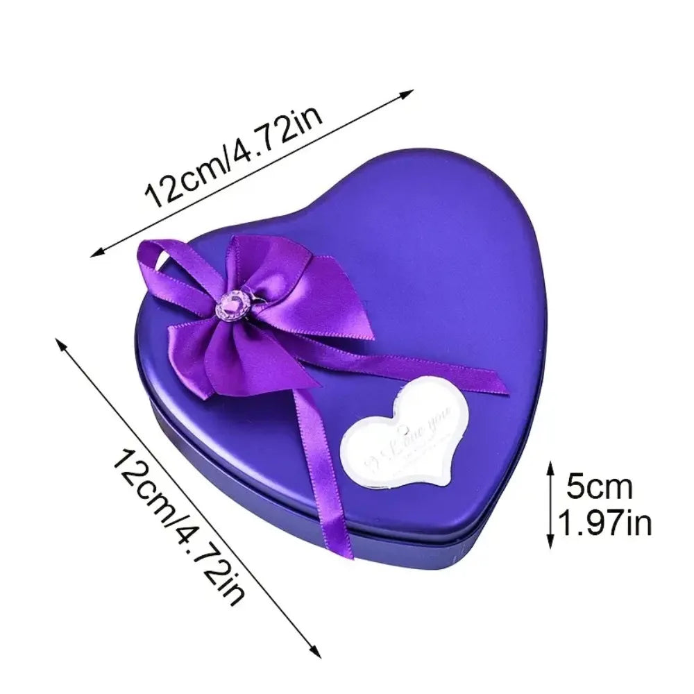 Heart Shaped Iron Box Eternal Flower Valentine's Day Gift Soap Flower Simulation Rose Bouquet Gift Box Set A for My Girlfriend