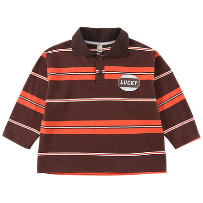 2025 Spring New Children Long Sleeve T Shirts Cotton Baby Girls Versatile Striped Tees Boys Casual Polo Shirts Kids Clothes