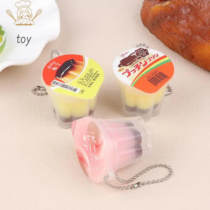 Novelty Pudding Pendant Food Play Reduce Pressure Keychain Fragrance Antistress Fidget Stress Relieving Backpack Decor Kids Toys