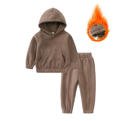 Hot Sale Winter Warm Fleece Toddler Baby Boys Clothing Set Tracksuit Hoodies Zipper Sweatshirts+Pants Clothes Kids Suit 2 Pcs