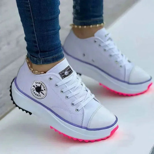 2025 New Women Pattern Canvas Sneakers Women Casual Shoes Women Sneakers Shoes Flat Lace-Up Zapatillas Mujer Chaussure Femme