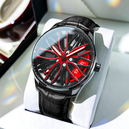 OLEVS High-end Luxury Mens Watch Spinning Wheel Hub Original Quartz Men's Watches Stainless Steel Fashion Elegant Watch for Men