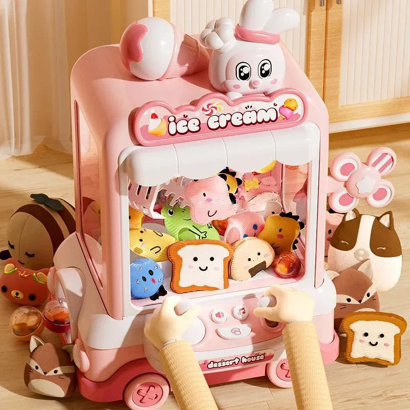 Rabbit Doll Machine Toy for Kids Mini Cartoon Claw Crane Machines with Light Music Children Toy Gifts Home Doll Grasping Machine