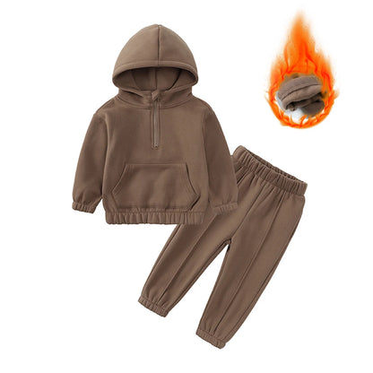 Hot Sale Winter Warm Fleece Toddler Baby Boys Clothing Set Tracksuit Hoodies Zipper Sweatshirts+Pants Clothes Kids Suit 2 Pcs